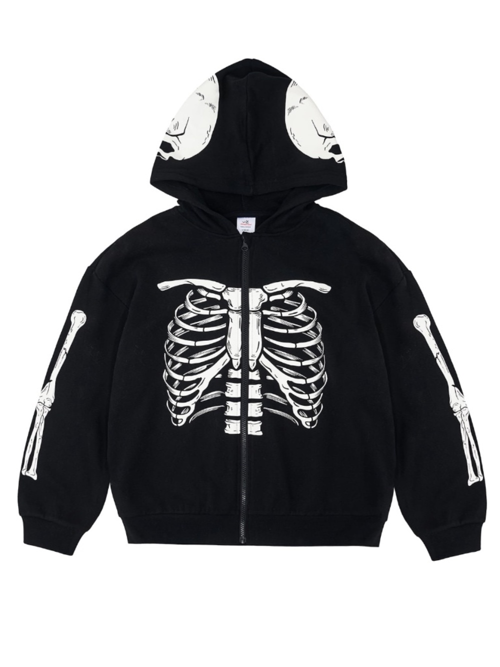 Way To Celebrate Unisex Black Skeleton Full Zip Hoodie Size XL (14-16) NWT